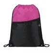Two-Tone Drawstring Backpack With Front Zipper (Ocean) | https://www.bestnamebadges.com