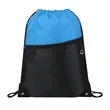 Two-Tone Drawstring Backpack With Front Zipper (Ocean) | https://www.bestnamebadges.com