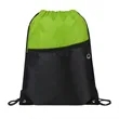 Two-Tone Drawstring Backpack With Front Zipper (Ocean) | https://www.bestnamebadges.com
