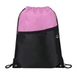 Two-Tone Drawstring Backpack With Front Zipper (Ocean) | https://www.bestnamebadges.com