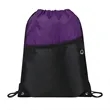 Two-Tone Drawstring Backpack With Front Zipper (Ocean) | https://www.bestnamebadges.com