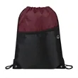 Two-Tone Drawstring Backpack With Front Zipper (Ocean) | https://www.bestnamebadges.com