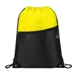 Two-Tone Drawstring Backpack With Front Zipper (Ocean) | https://www.bestnamebadges.com