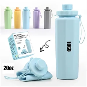 20 oz Silicone Collapsible Sports Water Bottle