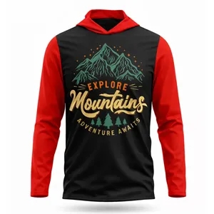 Men's Full Color Long Sleeve Hooded T-Shirt (UPF DriFit)