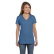 Hanes Ladies' 4.5 oz. Ringspun Cotton nano-T V-neck T-Shirt | https://www.bestnamebadges.com