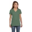 Hanes Ladies' 4.5 oz. Ringspun Cotton nano-T V-neck T-Shirt | https://www.bestnamebadges.com