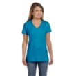 Hanes Ladies' 4.5 oz. Ringspun Cotton nano-T V-neck T-Shirt | https://www.bestnamebadges.com