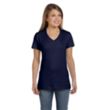 Hanes Ladies' 4.5 oz. Ringspun Cotton nano-T V-neck T-Shirt | https://www.bestnamebadges.com