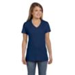 Hanes Ladies' 4.5 oz. Ringspun Cotton nano-T V-neck T-Shirt | https://www.bestnamebadges.com
