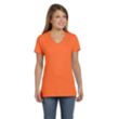 Hanes Ladies' 4.5 oz. Ringspun Cotton nano-T V-neck T-Shirt | https://www.bestnamebadges.com