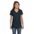 Hanes Ladies' 4.5 oz. Ringspun Cotton nano-T V-neck T-Shirt | https://www.bestnamebadges.com