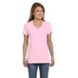 Hanes Ladies' 4.5 oz. Ringspun Cotton nano-T V-neck T-Shirt | https://www.bestnamebadges.com