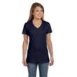 Hanes Ladies' 4.5 oz. Ringspun Cotton nano-T V-neck T-Shirt | https://www.bestnamebadges.com