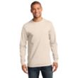 Port & Company Long Sleeve Essential T-Shirt - White/Neutral | https://www.bestnamebadges.com