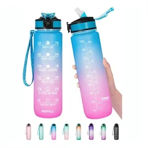 32 oz Motivational Water Bottles with Time Marker