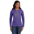 Anvil Ladies' Ringspun Long-Sleeve Hooded T- Shirt | https://www.bestnamebadges.com