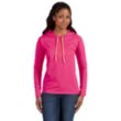 Anvil Ladies' Ringspun Long-Sleeve Hooded T- Shirt | https://www.bestnamebadges.com