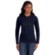 Anvil Ladies' Ringspun Long-Sleeve Hooded T- Shirt | https://www.bestnamebadges.com