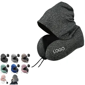 Memory Foam Neck Travel Pillow with Hoodie