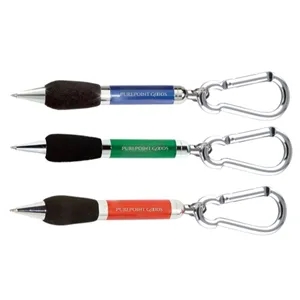 Soft Grip Pen with Carabiner | https://www.bestnamebadges.com