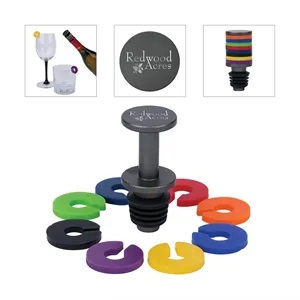Rocco Aluminum Bottle Stopper with Glass Markers | https://www.bestnamebadges.com