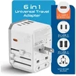 45W 6-in-1 Universal Travel Adapter 2X USB-A and 3X USB-C | https://www.bestnamebadges.com
