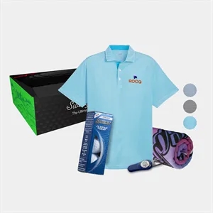 PUMA® Isle Pique Polo, Towel,Golf Ball & Divot Tool Gift Set | https://www.bestnamebadges.com
