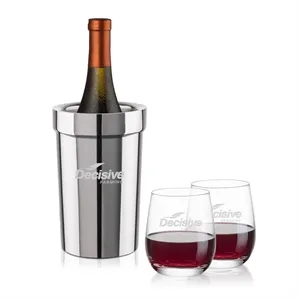 Milano Wine Cooler & Salem Stemless Wine Set | https://www.bestnamebadges.com