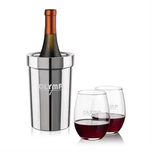 Milano Wine Cooler & Stanford Stemless Wine Set | https://www.bestnamebadges.com