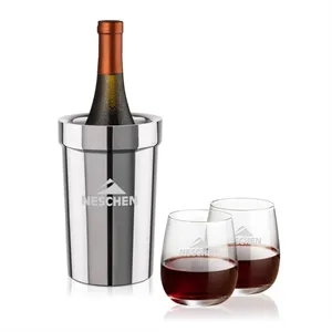 Milano Wine Cooler & Crestview Stemless Wine Set | https://www.bestnamebadges.com