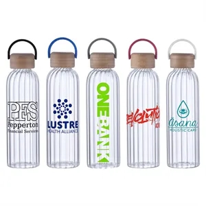Eos 21 oz Glass Bottle w/ Bamboo Lid | https://www.bestnamebadges.com
