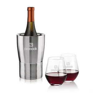 Genoa Wine Cooler & Reina Stemless Wine Set | https://www.bestnamebadges.com