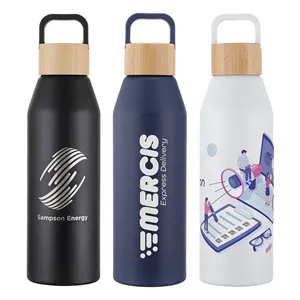 Clive 24 oz Recycled Aluminum Bottle with Bamboo Lid | https://www.bestnamebadges.com