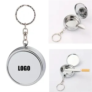 Stainless Steel Portable Pocket Circular Ashtray Key Chain