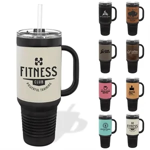 Polar Camel 40oz Leatherette/Black Stainless Travel Mug