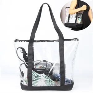 Custom Clear Shopping Bag Security Work Tote Shoulder Bag | https://www.bestnamebadges.com