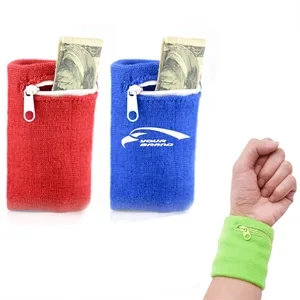 Cotton Wrist Wallet Wristband With Zipper For Men & Women