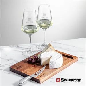 Swissmar® Acacia Board &  2 Cannes Wine | https://www.bestnamebadges.com