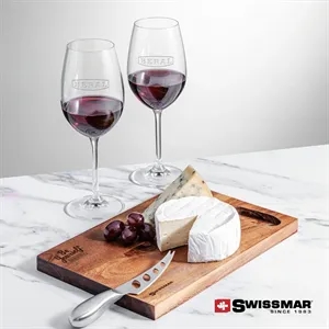 Swissmar® Acacia Board &  2 Coleford Wine | https://www.bestnamebadges.com