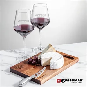 Swissmar® Acacia Board &  2 Bretton Wine | https://www.bestnamebadges.com