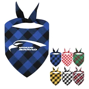 Reversible Plaid Christmas Dog Bandanas For Medium And Large
