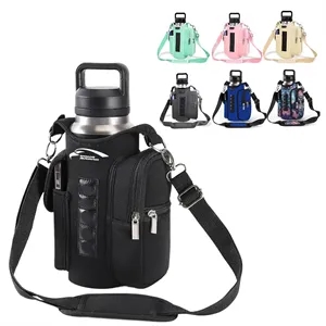 Magnetic Water Bottle Holder With Pockets & Shoulder Strap