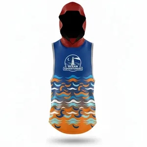 Sublimated 160G Brushed Milk Silk Sleeveless Hoodie T-Shirt