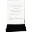 9" Clear Crystal Rectangle Wedge on Black Base | https://www.bestnamebadges.com