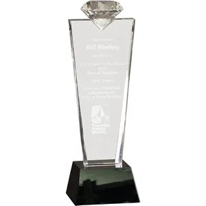 11" Crystal Diamond Top Award on Black Pedestal Base