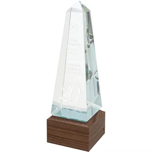 9 3/4" Obelisk Sierra Glass Award with Walnut Base