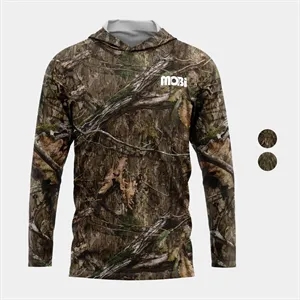 Mossy Oak® Men's 4.4 Oz. Polyester Interlock Hooded T-Shirt | https://www.bestnamebadges.com