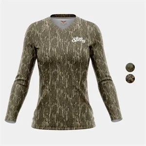 Mossy Oak® Women's Polyester Interlock Long Sleeve T-Shirt | https://www.bestnamebadges.com