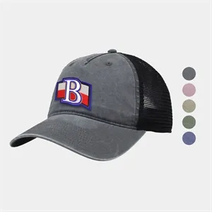 Pigment Dyed Twill Trucker Cap with Slide Buckle | https://www.bestnamebadges.com
